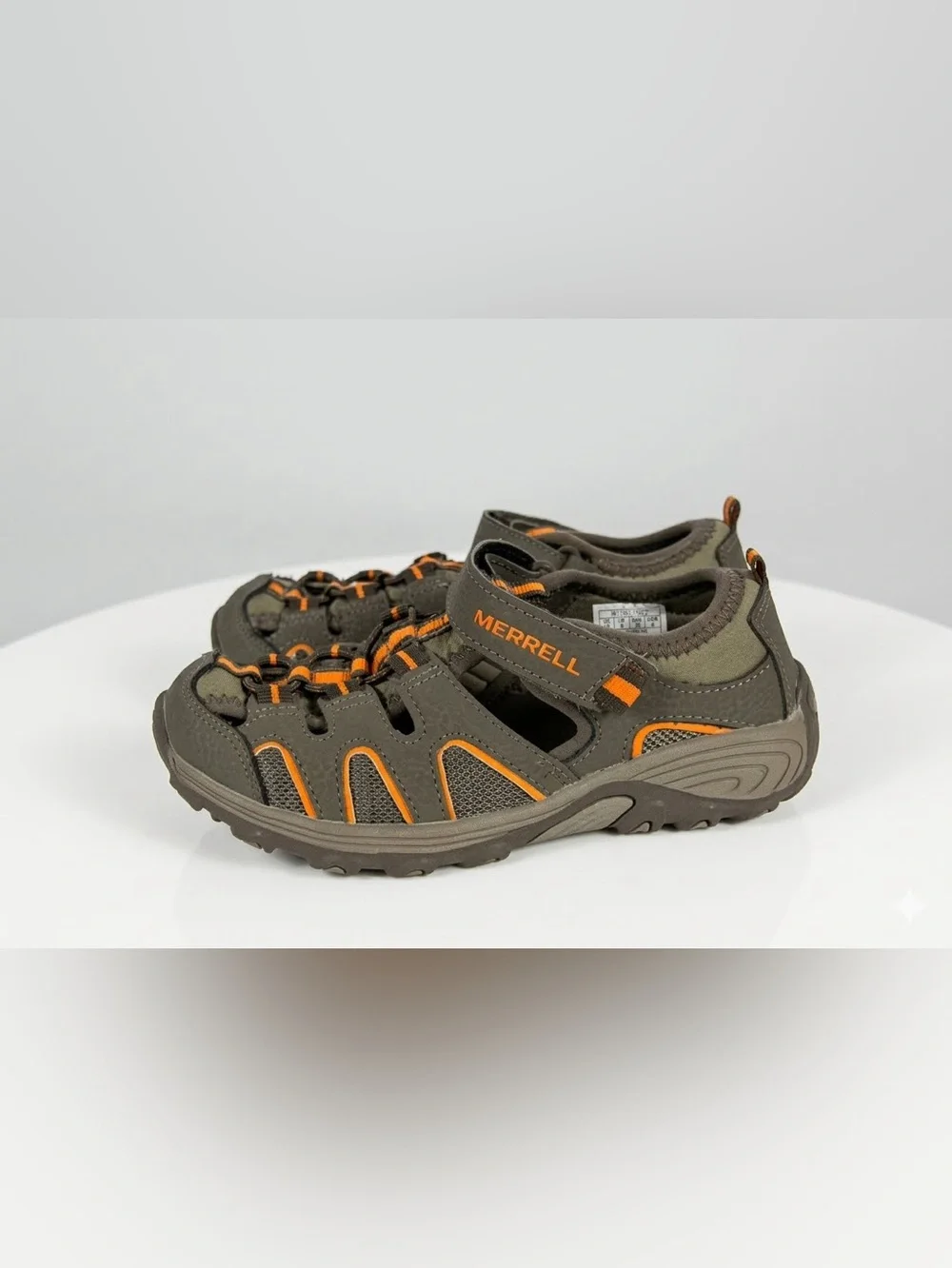 Merrell Kids' Hydro H2O Hiker Sandal in Gunsmoke/Orange Boys Size 13